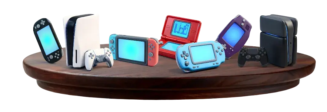 Game consoles pile